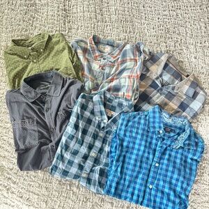 Bundle of six men’s long sleeve shirts size large various brands